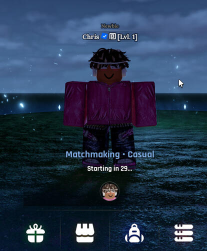 Matchmaking UI that populates with user avatars and syncs with the matchmaking status; Overhead UI that displays user title, data and verification