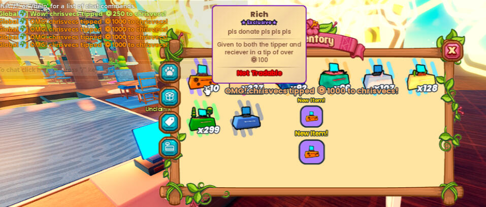 A tips system inspired by pls donate where users can set up gamepasses for customers to buy, giving them Robux (includes a multitude of satisfying effects)