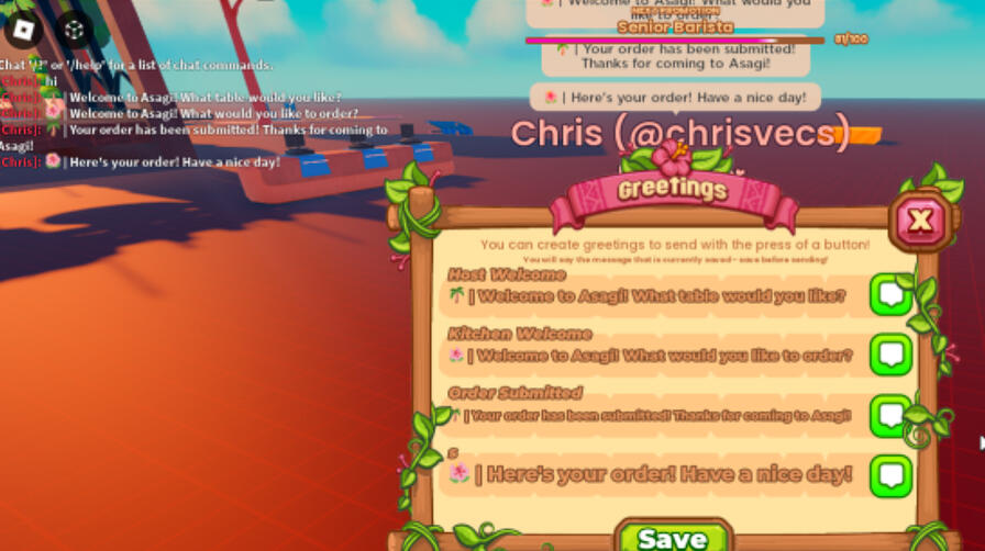 A greetings system where users can input their own messages and send them